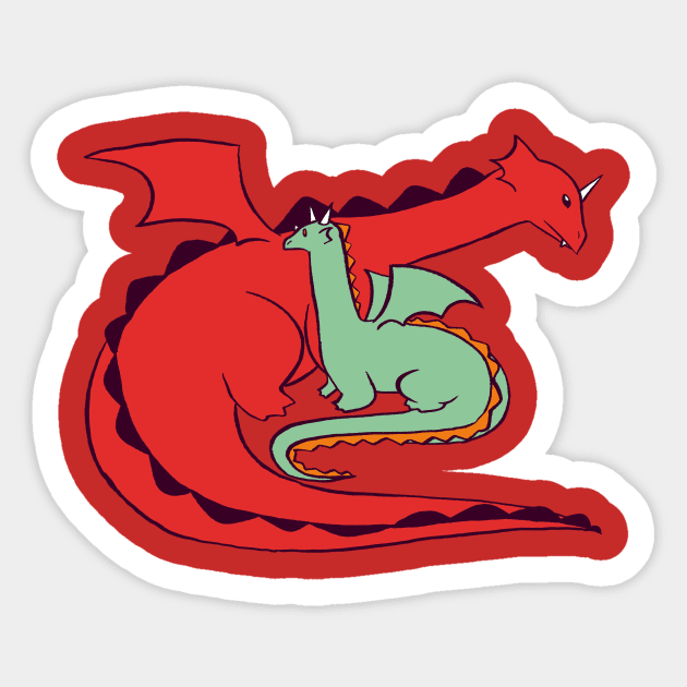 Red and Green Dragon Sticker by saradaboru